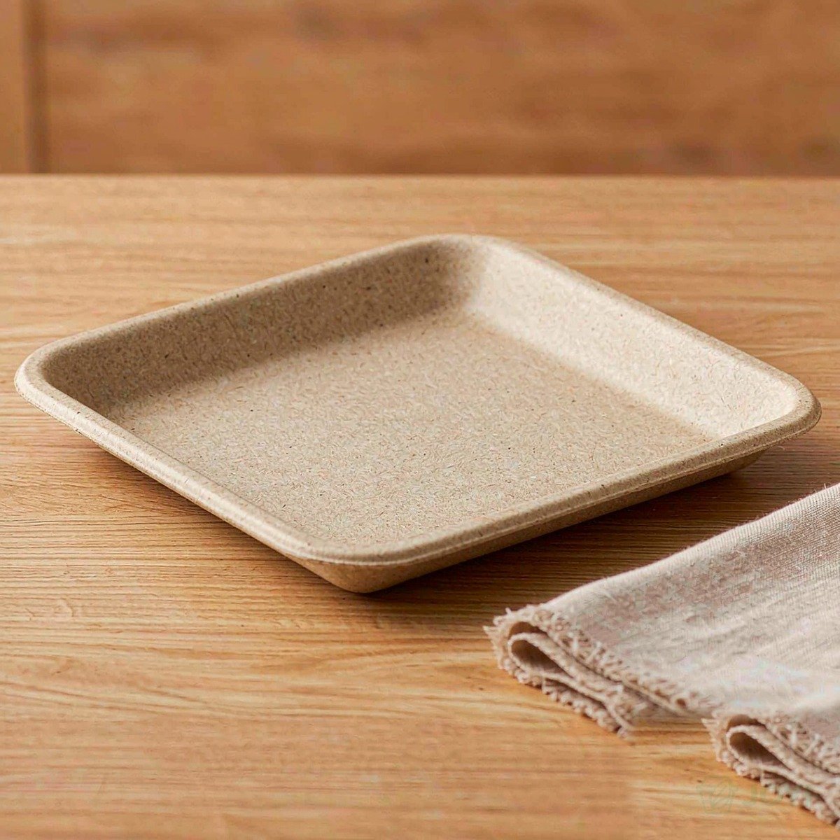 Compostable Plant Fibre 8" Square Plate 200 x 200 x H20 mm