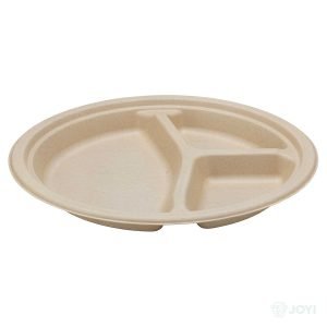 Compostable Plant Fibre 9" 3-Compartment Round Plate Ø235 x H18 mm