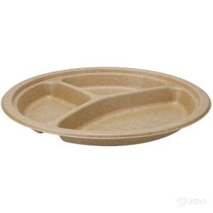 Compostable Plant Fibre 9" 2-Compartment Round Plate Ø235 x H18 mm