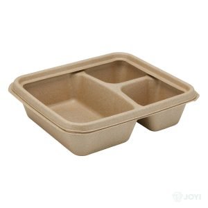 Compostable Plant Fibre 10" 3-Compartment Meal Box 245 x 240 x H80 mm