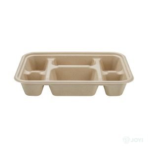 Compostable Plant Fibre 5-Compartment Meal Box Base 275 x 210 x H35 mm