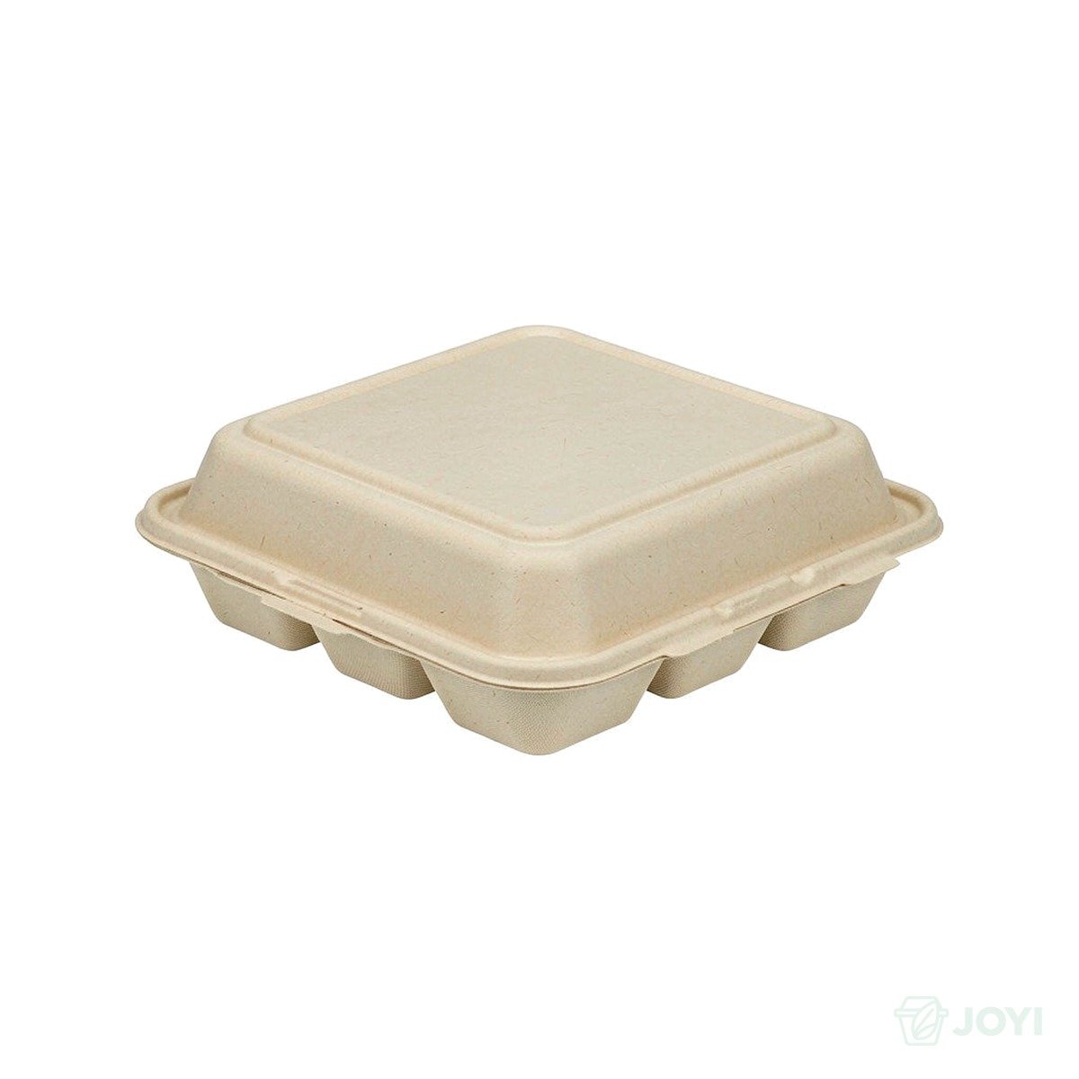 Compostable Plant Fibre 3-Compartment Hinged Food Box 205 x 202 x H49 mm