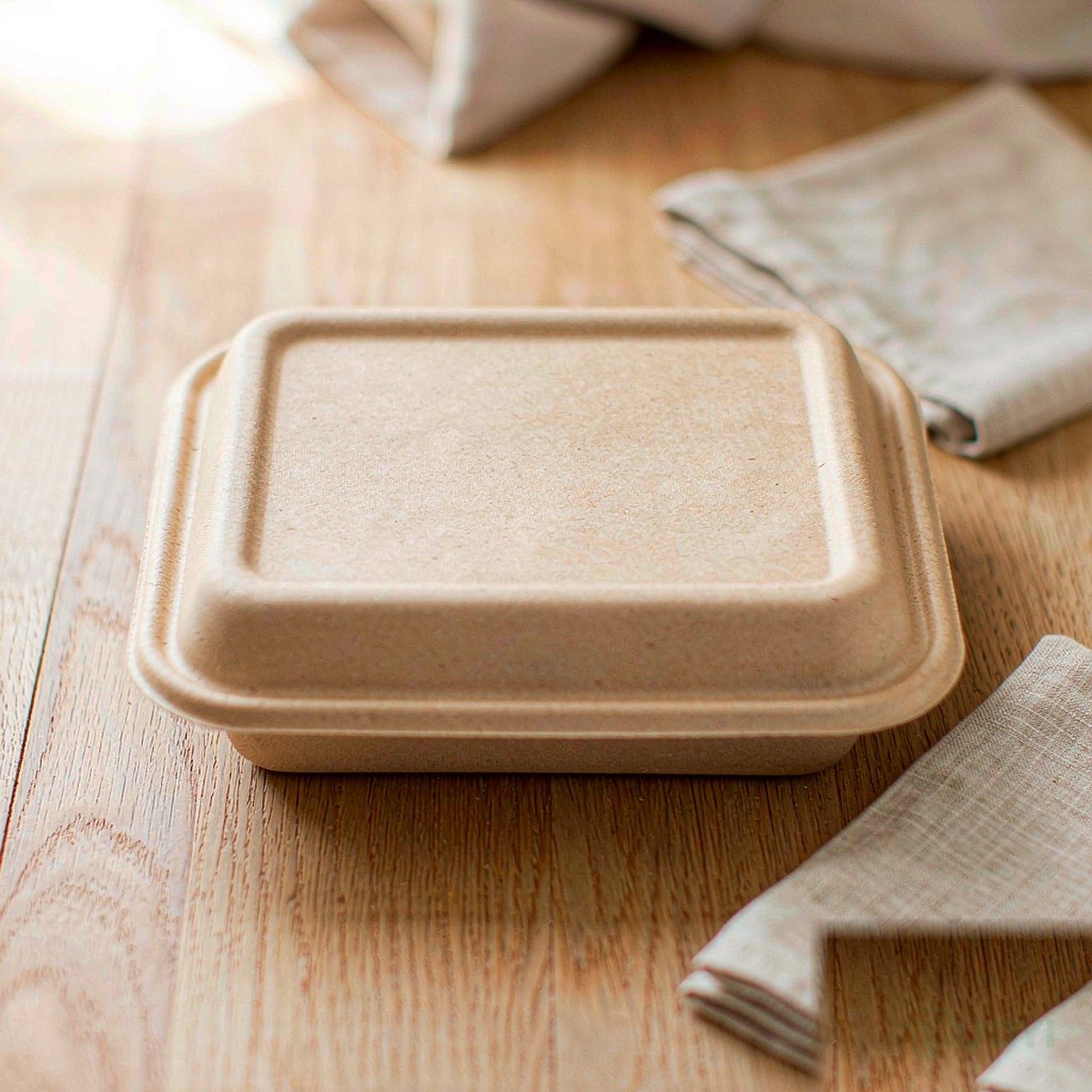 Compostable Bagasse Lid for 750ml / 1000ml Food Container 220 x 145 x H19 mm