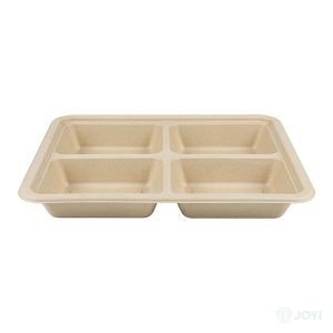 Compostable Bagasse Large 4-Compartment Plate 273 x 213 x H42 mm
