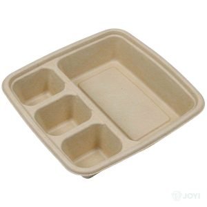 Compostable Bagasse 3+1 Sauce Tray 200 x 160 x H24 mm