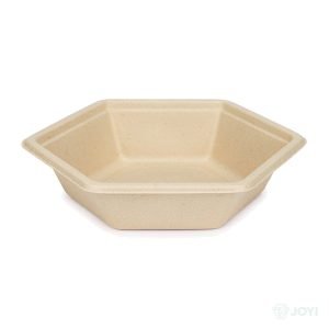 Compostable Bagasse Hexagonal Bowl 210 x 197 x H54 mm