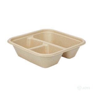 Compostable Bagasse 1000 ml 2-Compartment Bowl 205 x 200 x H45 mm