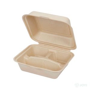 Compostable Bagasse 7" 3-Compartment Lock Box 207 x 200 x H38 mm