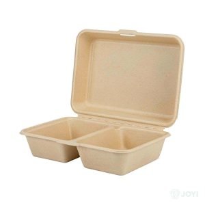 Compostable Bagasse 96 2-Compartment Lock Box 230 x 158 x H76 mm