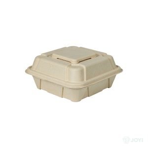Compostable Bagasse 6" Burger Box 155 x 155 x H80 mm