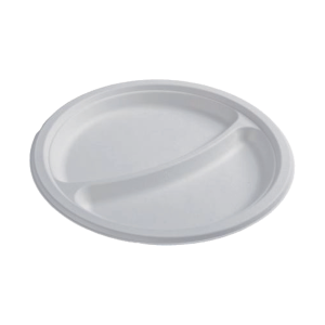 Compostable Bagasse 8.86" 2-Compartment Plate