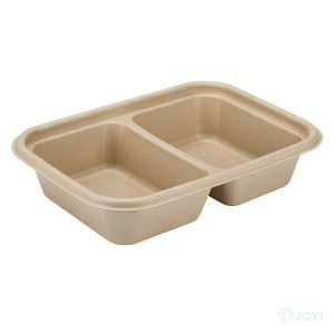 Compostable Bagasse 750ml 2-Compartment Rectangular Container 229 x 134 x H44 mm