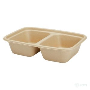 Compostable Bagasse 1000ml 2-Compartment Rectangular Container 230 x 135 x H65 mm